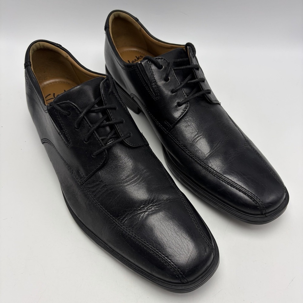 Clarks Collection Tilden Walk Oxford Shoes Men 9.5 M Black Leather Lace Up Dress